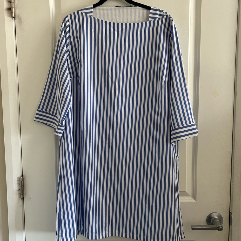 Duffield Lane Blue and White Striped Shift Dress